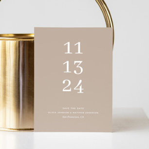 Modern simple pastel pale taupe minimalist wedding save the date