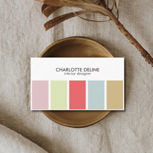 Modern Simple Pastel Striped Interior Designer Business Card