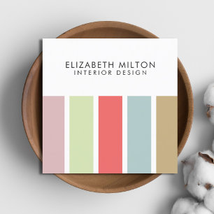 Modern Simple Pastel StripeS Interior Designer Square Business Card
