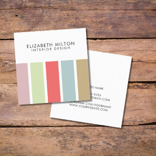 Modern Simple Pastel StripeS Interior Designer Square Business Card