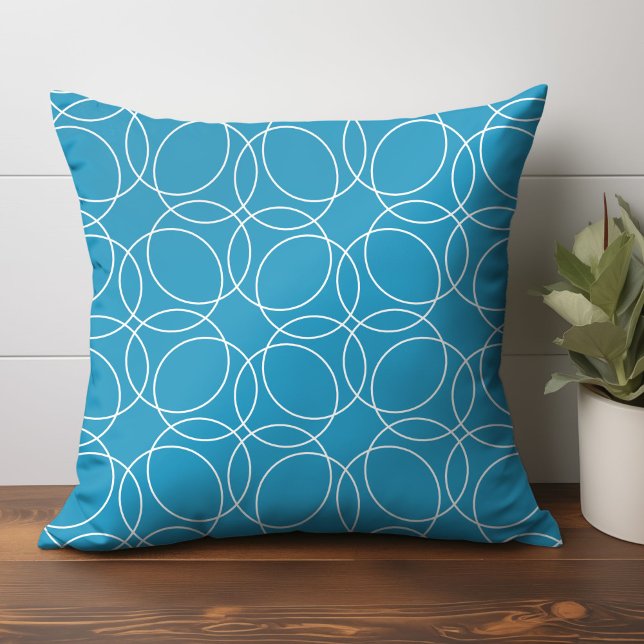 Modern Simple Pattern Cushion (circle pattern throw pillow home decor in blue)