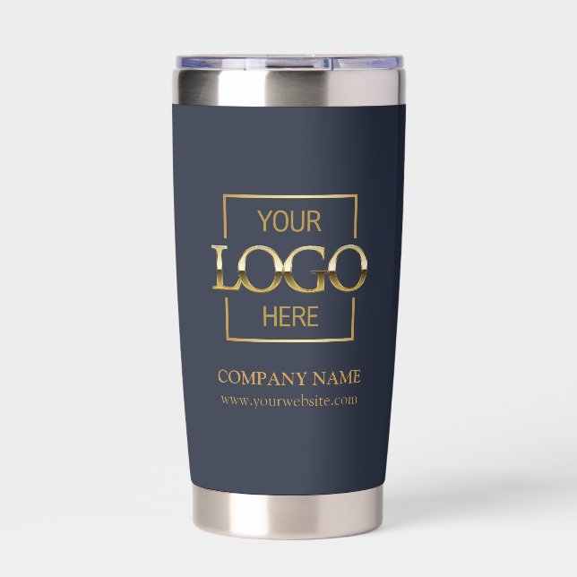Modern Simple Personalised Company Logo Branded Insulated Tumbler (Front)