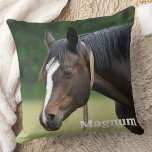 Modern Simple Personalised Horse Lover Photo Cushion<br><div class="desc">Introducing our custom picture pillow, the perfect way to keep your loved ones close and cosy. This soft and stylish pillow features a modern and minimalist design, making it a great addition to any home decor. You can personalise it with any picture of your choice, whether it's a cherished photo...</div>