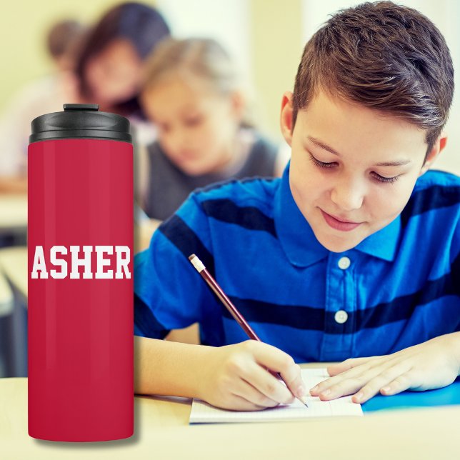 Modern Simple Personalised Red Kindergarten Thermal Tumbler (Creator Uploaded)