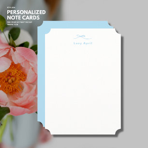 Modern Simple Personalized Blue Note Card with Bow
