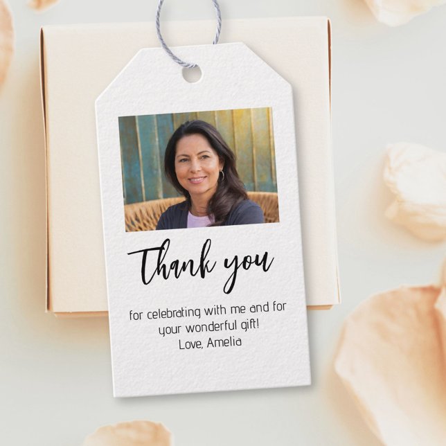 Modern Simple Photo Birthday Thank you Favour Tag (Creator Uploaded)