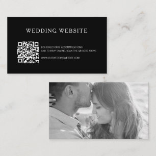 Modern Simple Photo Black QR Code Website Wedding Enclosure Card