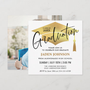 Modern Simple PHOTO Class of 2024 Graduation Party Invitation