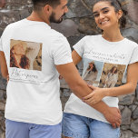 Modern & Simple Photo Collage Funeral T-Shirt<br><div class="desc">Contemporary photo collage funeral memorial tshirts, featuring 3 photographs, a classic white background with text which reads 'Forever in our hearts', their name and their birth and death dates. On the reverse is a personal message template which can be easily changed to your own. All font styles and background colours...</div>