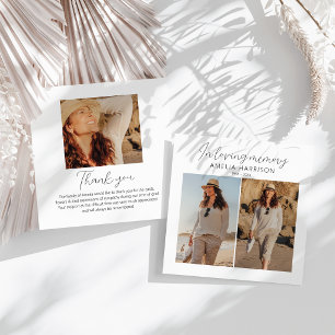 Modern & Simple Photo Collage Funeral Thank You Card