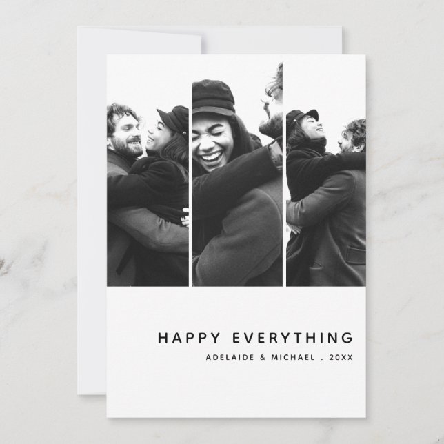 Modern Simple Photo Collage Minimal Holiday Card (Front)