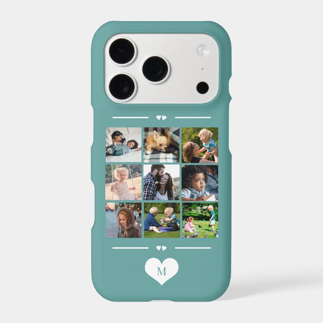 Modern simple photo collage teal monogram (Back)