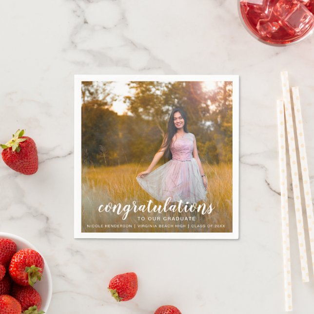 Modern Simple Photo Elegant Graduation Napkin (Insitu)