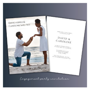 modern simple photo engagment party invitation