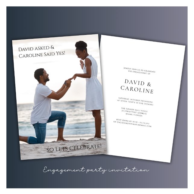 modern simple photo engagment party invitation  (personalized modern simple photo engagement party invitation )