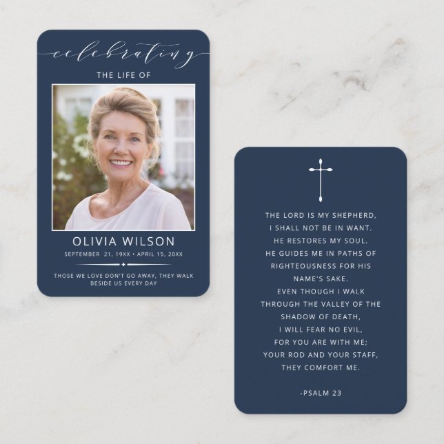 Modern Simple Photo Funeral Memorial Prayer Cards (Front/Back)