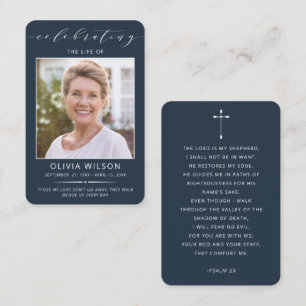 Modern Simple Photo Funeral Memorial Prayer Cards
