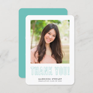 modern simple photo GRAD THANK YOU mint green