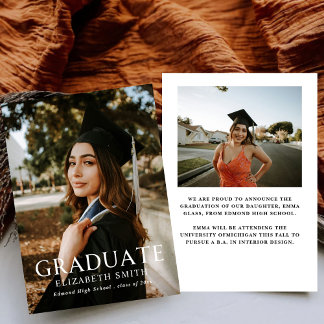 Modern Simple Photo Graduation Announcements