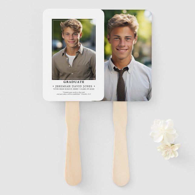 Modern Simple Photo Graduation Hand Fan (Front and Back)