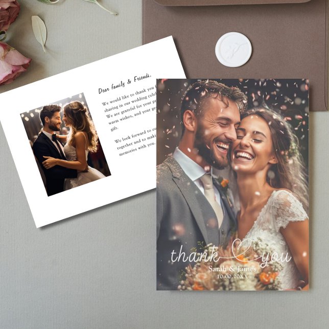 Modern Simple Photo heart love Wedding Thank You (Creator Uploaded)