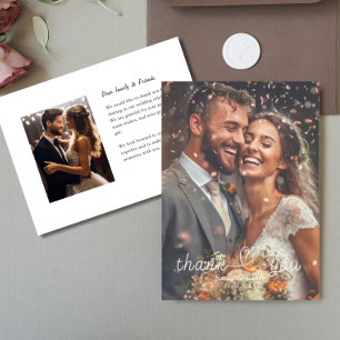 Modern Simple Photo heart love Wedding Thank You Card