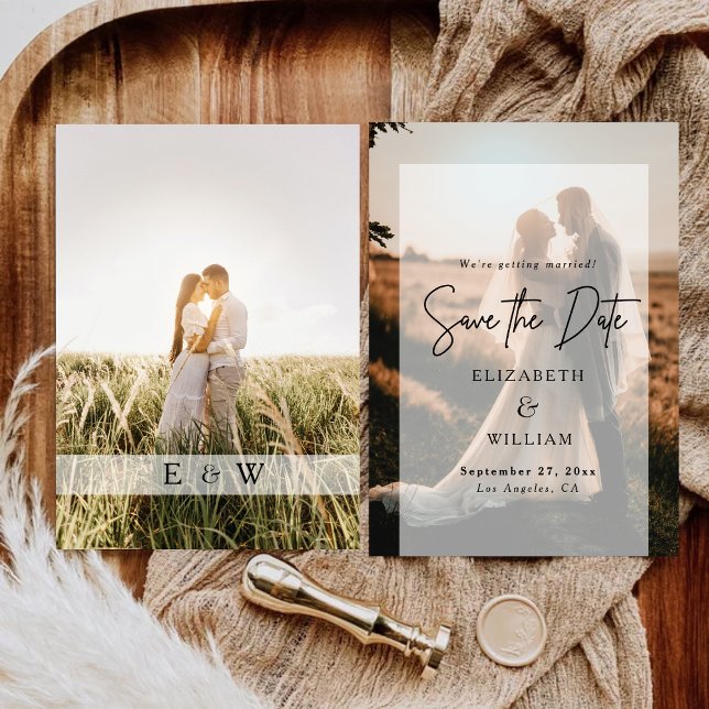 Modern Simple Photo Overlay Wedding Save the Date Invitation (Creator Uploaded)
