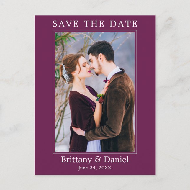 Modern Simple Photo Save The Date Cassis Postcard (Front)