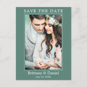 Modern Simple Photo Save The Date Eucalyptus Green Postcard