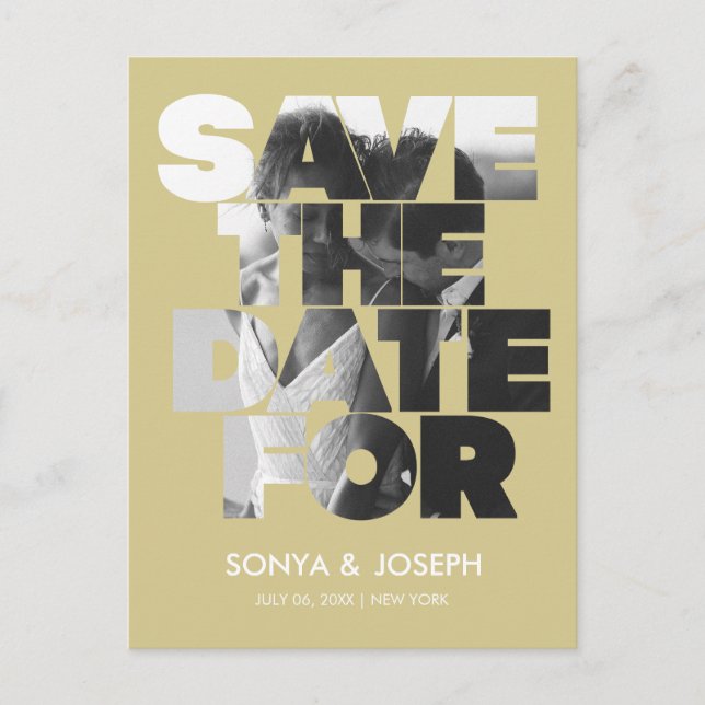 Modern Simple Photo Save the Date Invitation Postcard (Front)