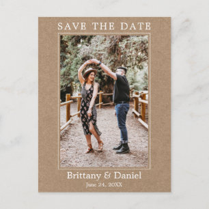 Modern Simple Photo Save The Date Kraft Postcard