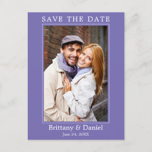 Modern Simple Photo Save The Date Periwinkle Postcard