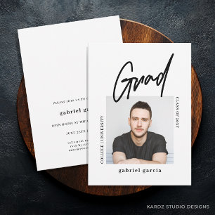 Modern Simple Photo Script Graduation Party Invitation