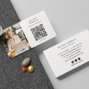 Modern Simple Photo, Social Media and QR Code Business Card
