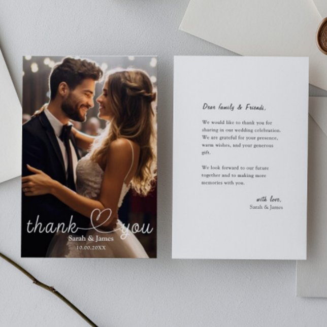 Modern Simple Photo Thank You Wedding Card (Creator Uploaded)
