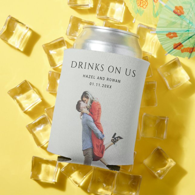 Modern Simple Photo Wedding Can Cooler (In Situ Summer)