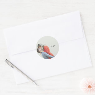 Modern Simple Photo Wedding Classic Round Sticker
