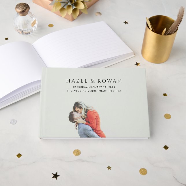 Modern Simple Photo Wedding Guest Book (Front Open)