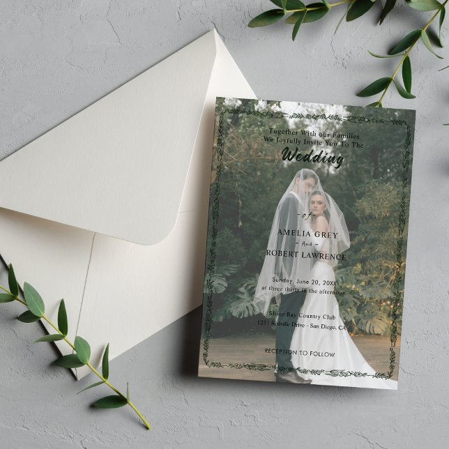 Modern Simple Photo Wedding Invitation | Editable  (Floral wedding minimalist invitation)