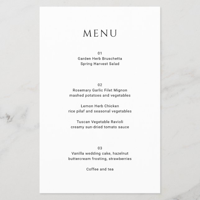 Modern Simple Photo Wedding Menu (Front)