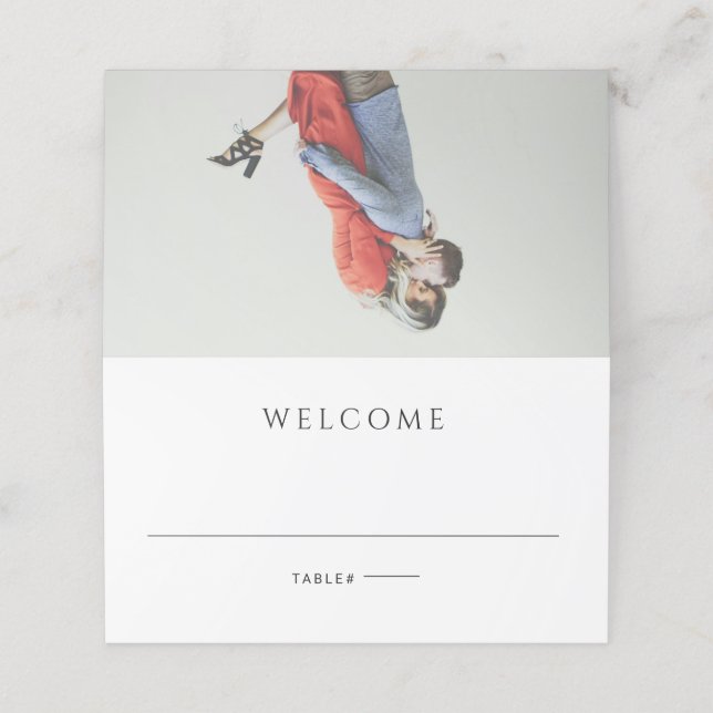 Modern Simple Photo Wedding Place Card (Outside Unfolded)