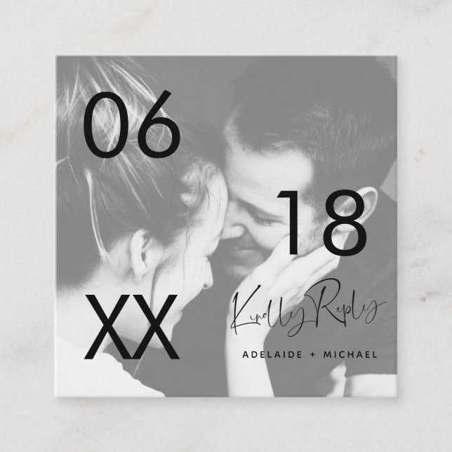 Modern Simple Photo Wedding RSVP Enclosure Card (Front)