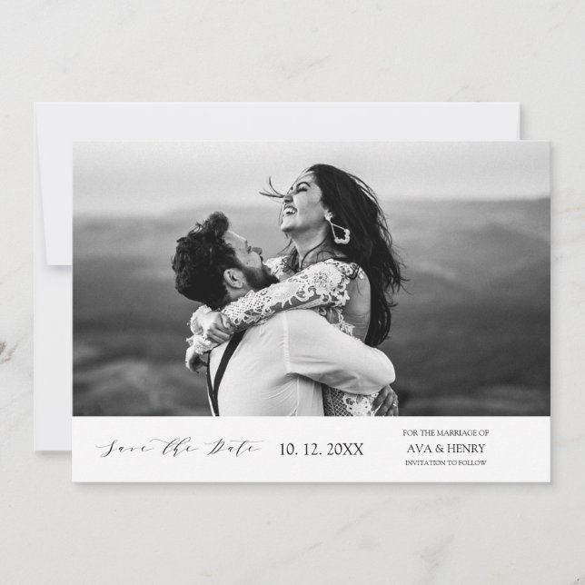 Modern simple photo Wedding  Save The Date (Front)