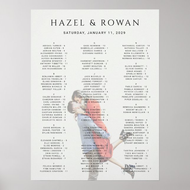 Modern Simple Photo Wedding Seating Chart (Front)