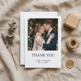 Modern Simple Photo Wedding Thank You Card