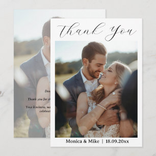 Modern Simple Photo Wedding Thank You Card W Note