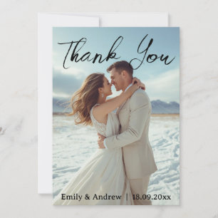 Modern Simple Photo Wedding Thank You Card W Note