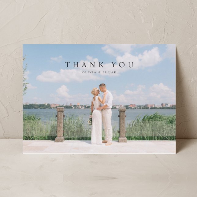 Modern Simple Photo Wedding Thank You Card W Note (Creator Uploaded)