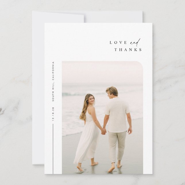 Modern Simple Photo Wedding Thank You Card W Note (Front)
