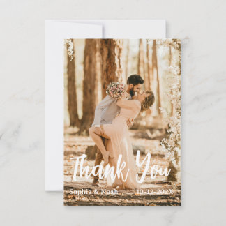 Modern Simple Photo Wedding Thank You Card W Note